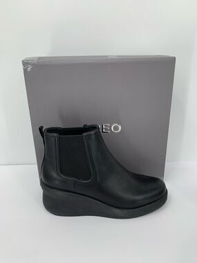 ABEO Passage Chelsea boots ankle black leather comfort wedge slip-on women new 7